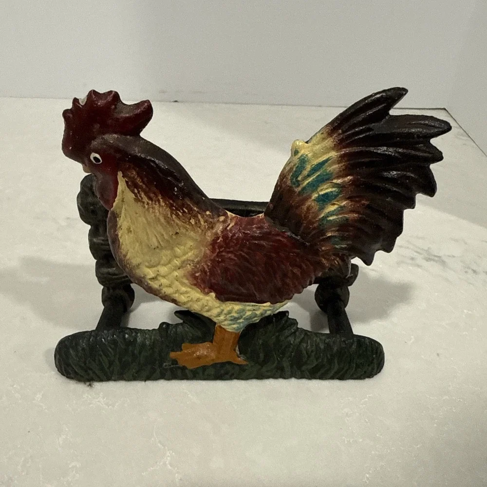 Cast Iron Metal Ye Ol Rascal Rooster Napkin Holder Farmhouse Decor Vintage-Style